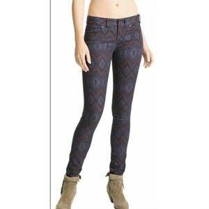 Free People Jeans Purple Ikat Printed Skinny Sz 25‎